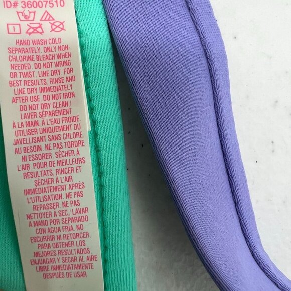 NWT VS Swim Hottie Set 32D M Push Up Bikini Black Stripe Neon Colorblock Itsy - Picture 6 of 14